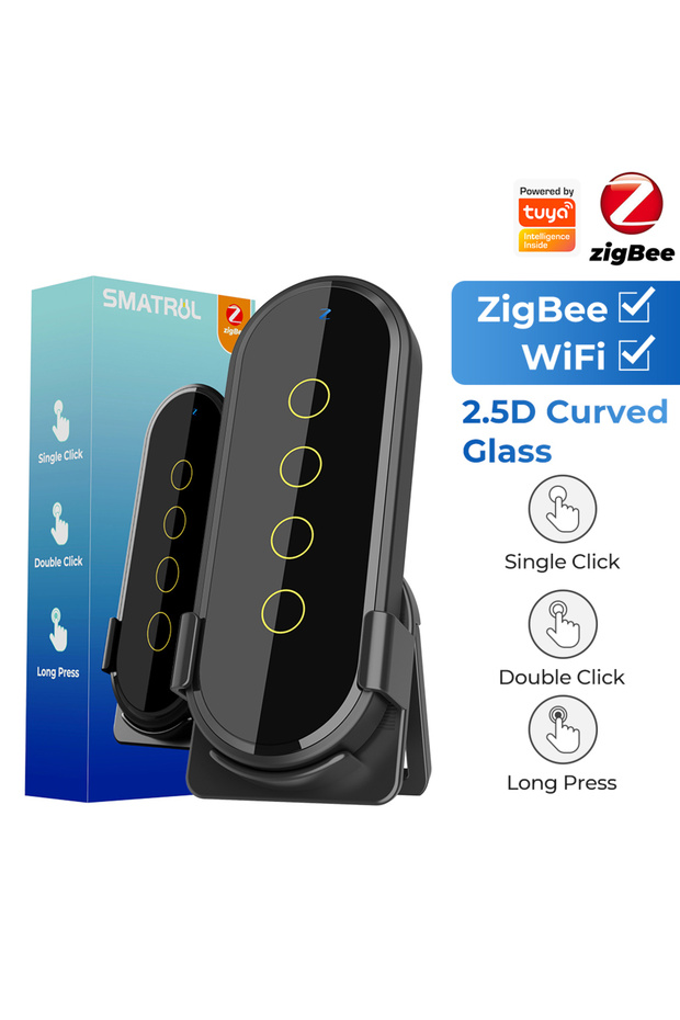 Zigbee WiFi Switch Tuya ZigBee Smart Switch RF433MHZ Remote Control 4 Gang Touch Screen Wireless WIF