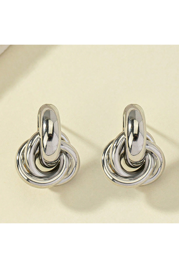 AEH69631B Obega Gold SIlver Color Knot Hoop Earring For Women Shiny Plating Trendy Earring Stud Cute