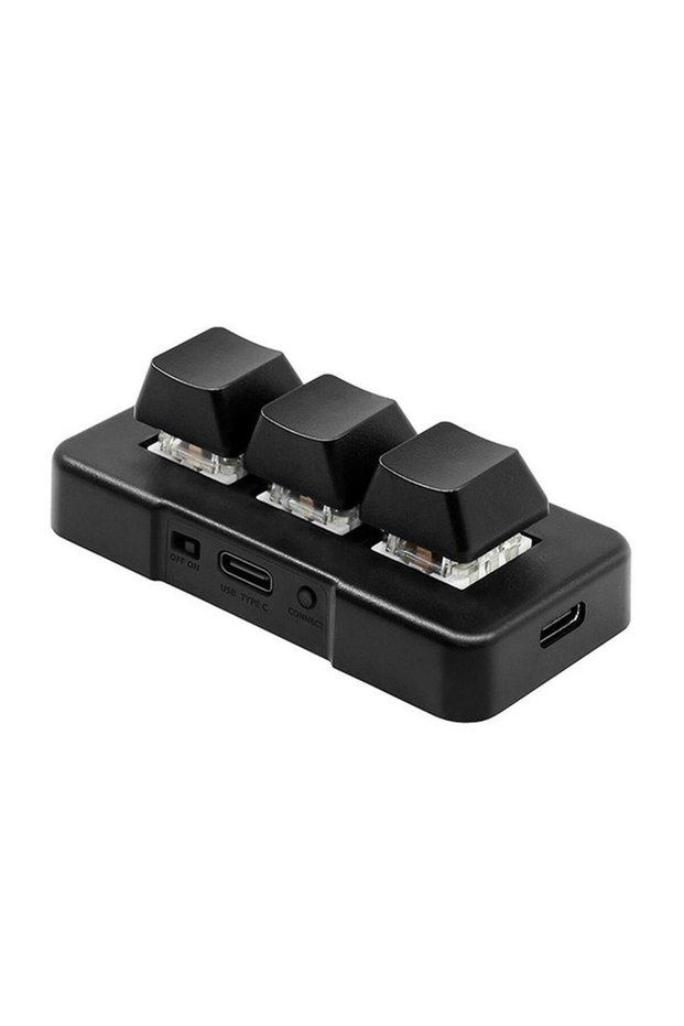 لوحة مفاتيح صغيرة MK321-Pro بمفتاح أزرق أسود، لوحة مفاتيح مخصصة بثلاثة مفاتيح مع مفتاح أزرق ميكانيكي USB
