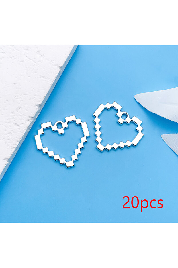 18635-20pcs 12/20pcs Antique Silvery Heart Charm Hollow Design Heart Pendant For Jewelry Making Craf