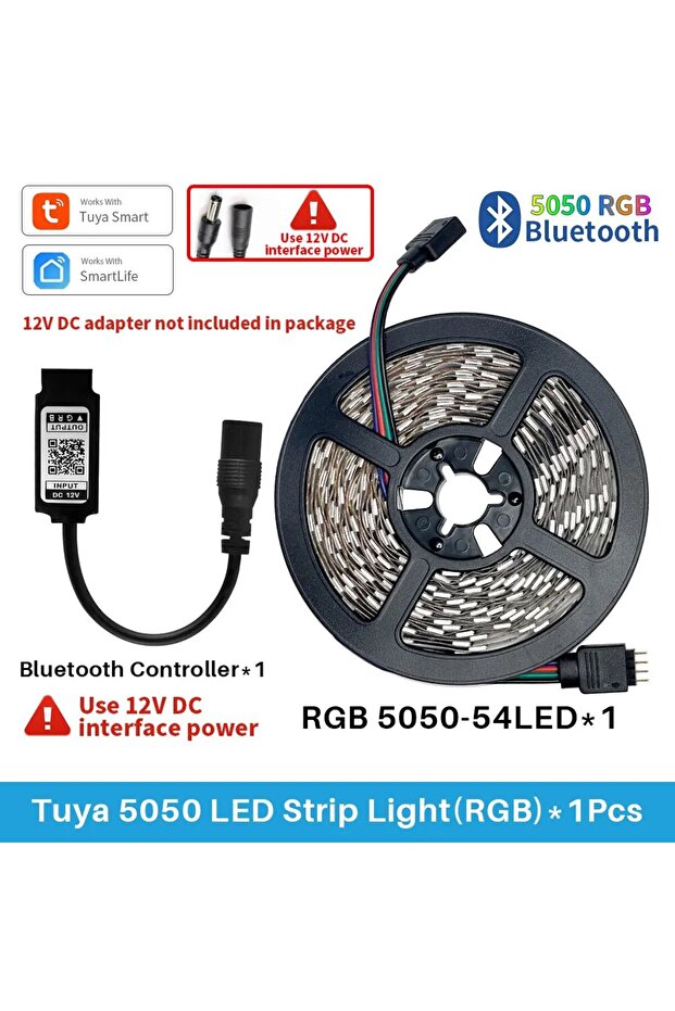12V-5050-5M Bluetooth Version Tuya Smart Life LED Light Strip Bluetooth Control DC12V 5M SMD 5050 54