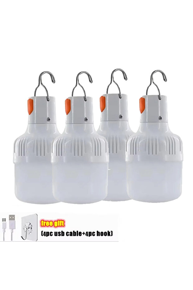 60W 4pcs 1-4 Pack Rechargeable LED Portable USB Camping Tent Lamp Battery Powered Emergency Night Li