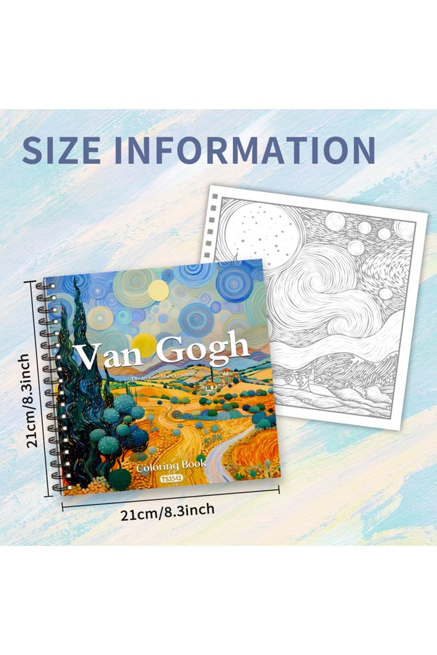 MULTI Van Gogh Colouring Book - 30 Sheet Adult Colouring Book, 100gsm8.3x 8.3 inch, Drawing Book, Bi