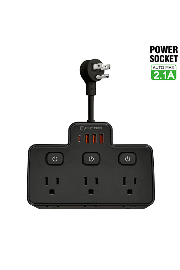 US Plug black US Plug AC Power Strip Wall Mounted Independent Switch Multitap Power Socket Network F