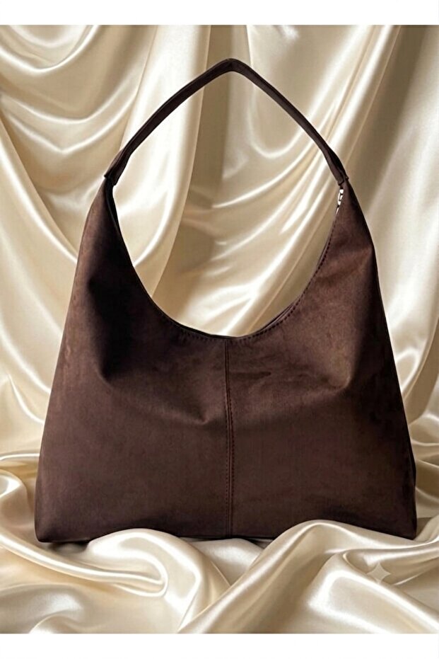 Soft Suede Texture Voluminous Women's Hand and Shoulder Bag