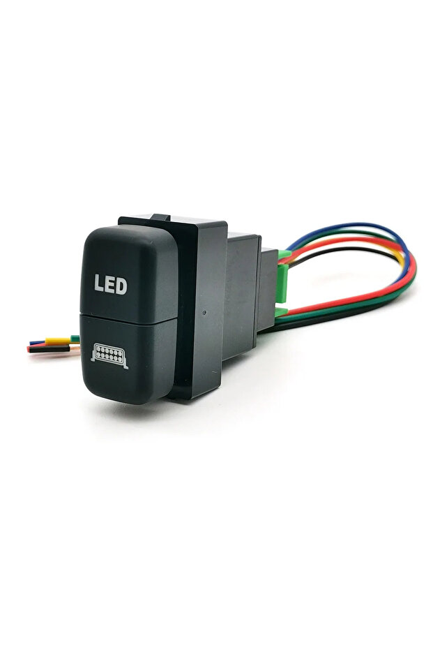 LED Spotlight 1PC Car Dual Switch LED Power Front Rear Light Switch Button with wire For Mitsubishi