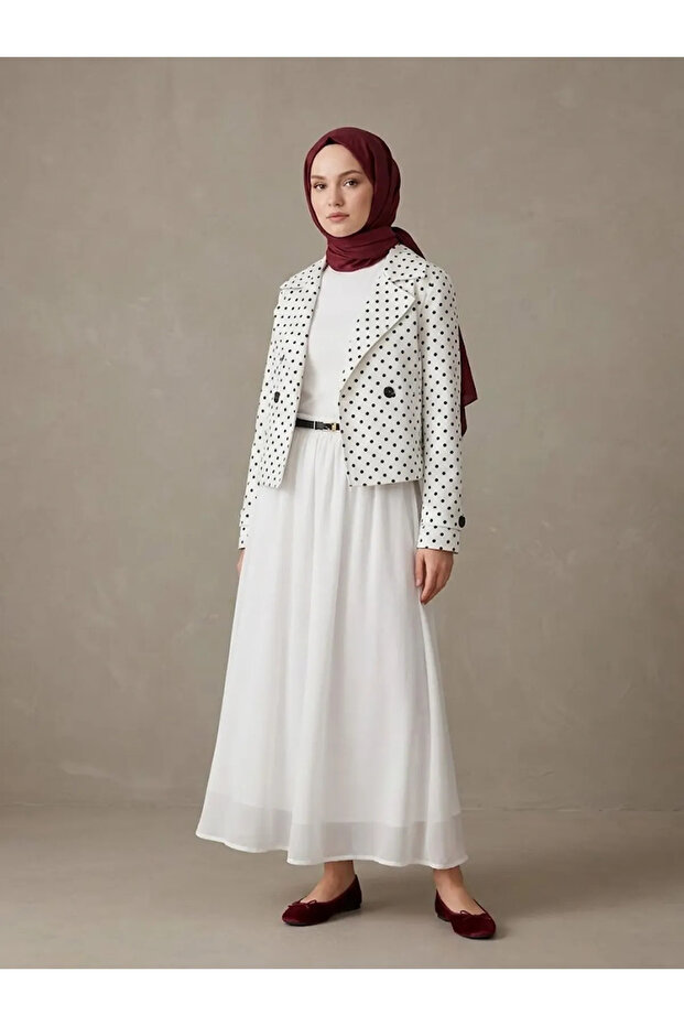 Lined Voile Skirt-White