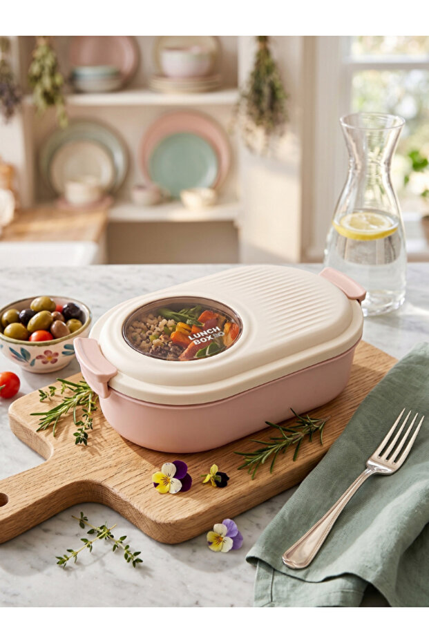 Cute Lunch Box, Portable 2-Compartment Storage Container for Teenagers and Children at School