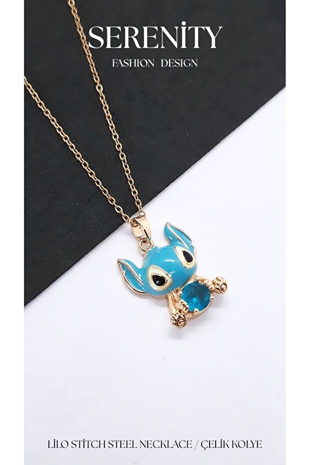 Colorful Enamel Lilo Stitch Steel Necklace
