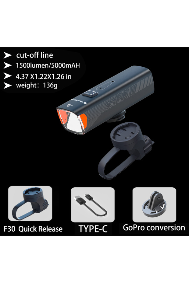 1000-1500 Lumen X7pro-F30 KING KONG X7pro LED Bicycle Light Cut-off Line USB Rechargeable Front Bike