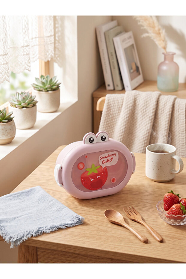 Cartoon Lunch Box, Portable 2 Compartment Storage Container for Teenagers and Children at School