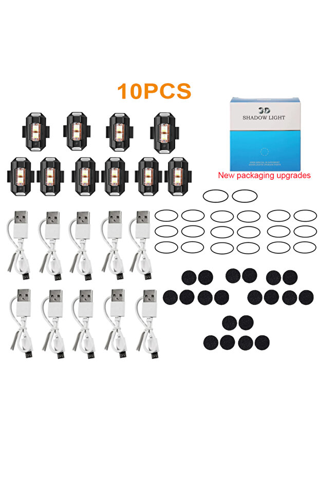10PCS Motorcycle Light Drone Strobe Light 7 Color Mini USB LED Anti-Collision Bike Aircraft Night Fl