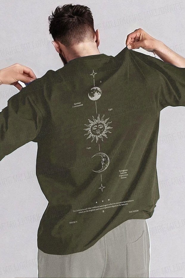 Men's The Moon Khaki Crew Neck Oversize Salas T-Shirt