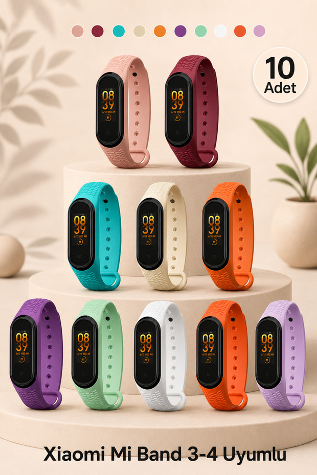 مجموعة حبال السيليكون المزخرفة المتوافقة مع Xiaomi Mi Band 3 و4