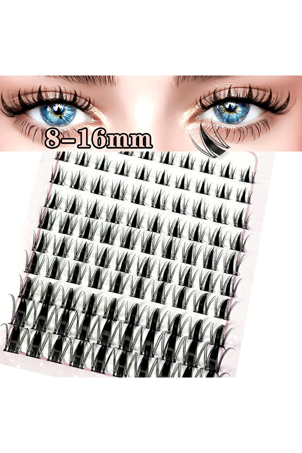 MIX 0.07mm D 10RowsPTSCH Fairy Lash Clusters 8-16mm Manga Eyelash Clusters D Curl - WideSpan DIY Eye