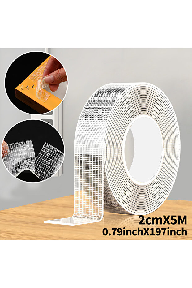 2cmX5M 5m Nano Double-Sided Adhesive Tape - Ultra-Strong adhesion, Clear, Removable & Waterproof - H