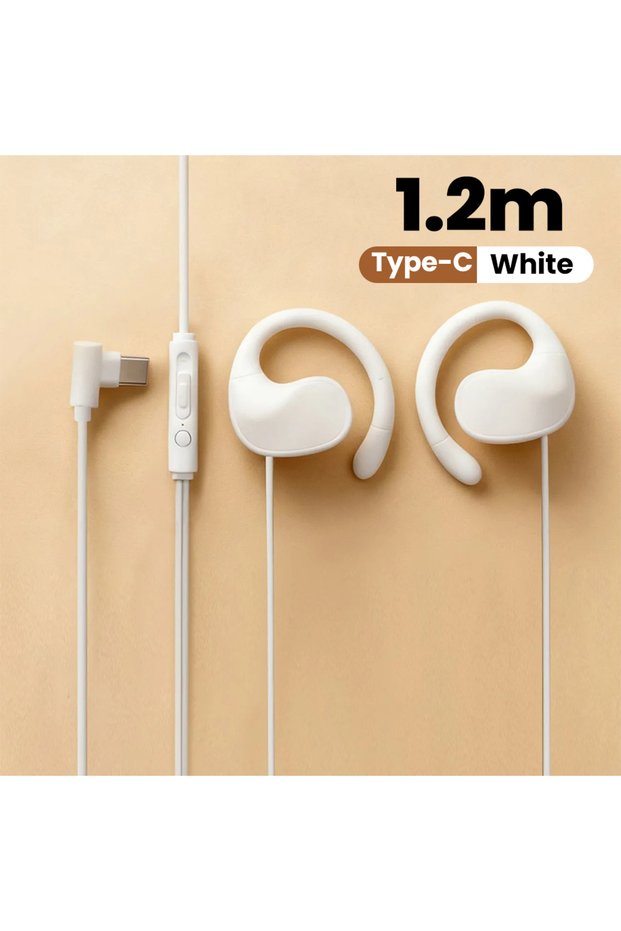 1.2M type c white Type C Wired Over-Ear Headphones With Microphone for Music 3.5mm Digital Audio Hea