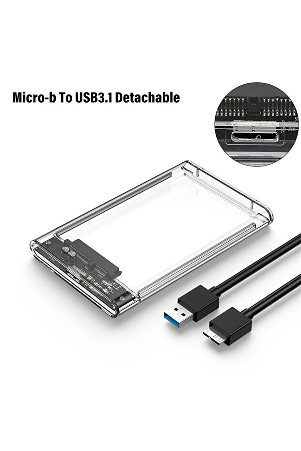 حافظة شفافة للقرص الصلب الخارجي DZK0230N1، حافظة SSD HDD مقاس 2.5 بوصة، من Micro-b إلى USB 3.1، سعة 4 تيرابايت