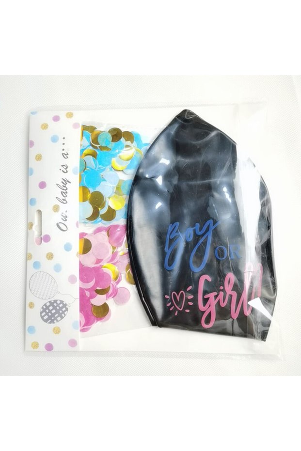 Other 1set 36inch Latex Balloon Black Boy Or Girl Gender Reveal Balloons With Confetti for Baby Show