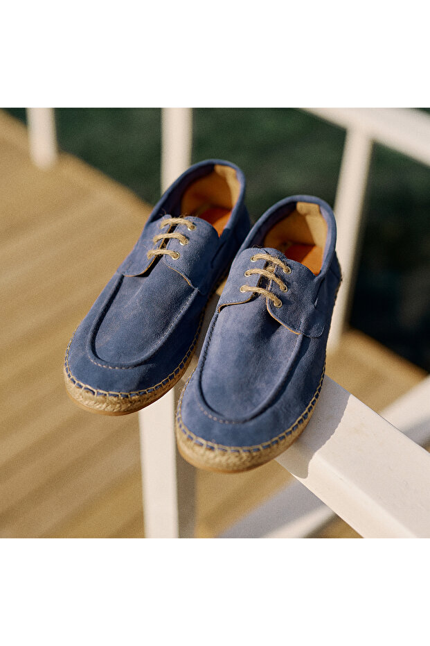 Men's Indigo Suede Textured Espadrilles