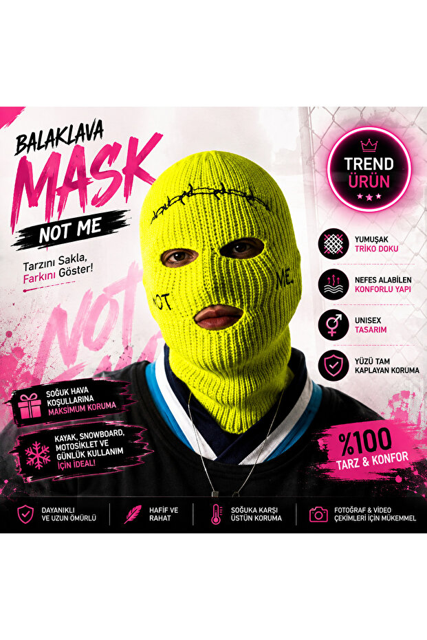 Dikenli Not Nice Highlighter Yellow Jack Snow Mask Travis Snow Mask Balaclava