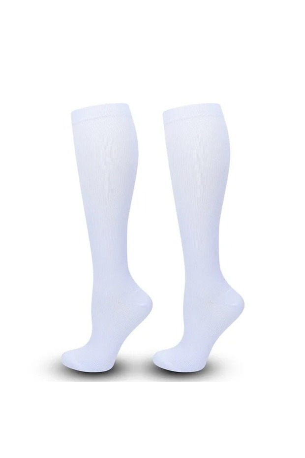 S-M White Varicose Veins Compression Socks Fit For Golf Rugby Running Hiking Sports For Anti Fatigue