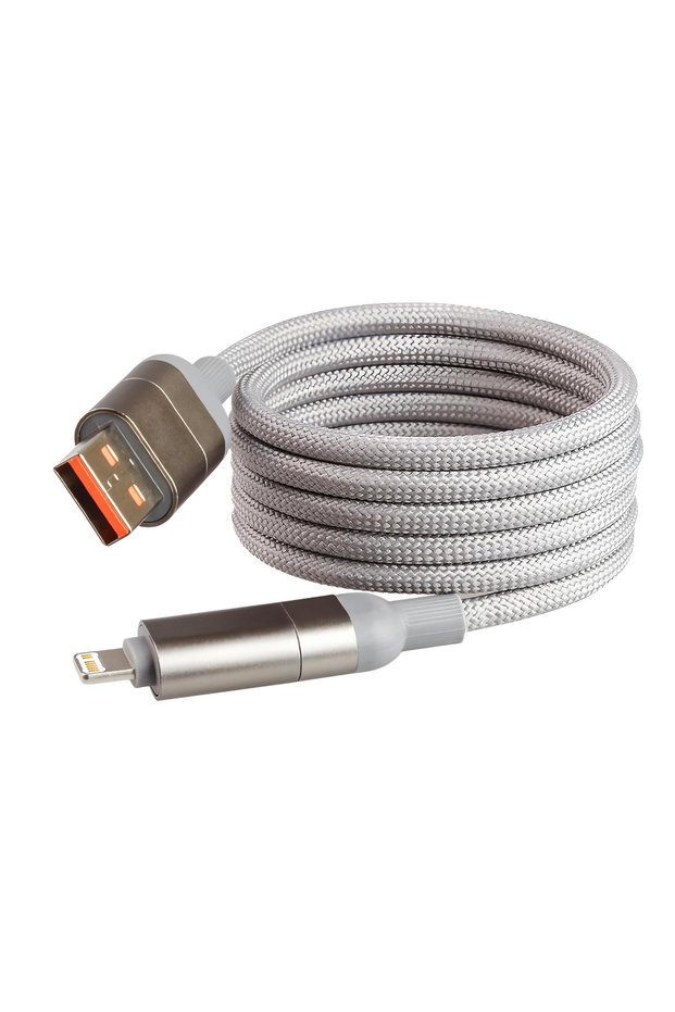 Gray 2 in 2 Multi Fast Charging Cable Magnetic 27W USB C to Type C Data Cable 1M for iphone 17ipad