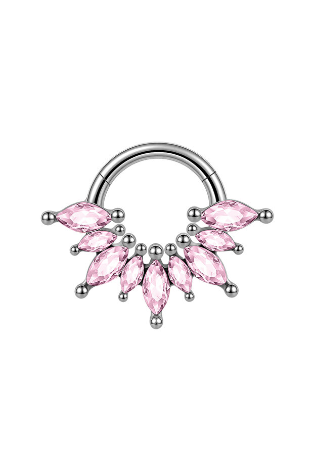 Face 1.2x8mm Nose Rings & Studs 1PC D Pink 1PC Corss/Fish Bone/Many Marquise Nose Septum Surgical St