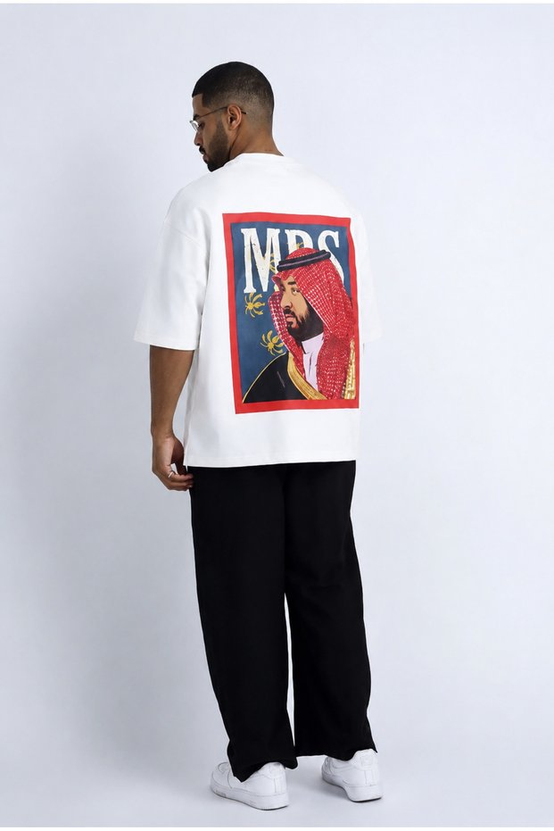 Saudi Arabia Themed Arabian Portrait Large Back Print Graphic T-Shirt