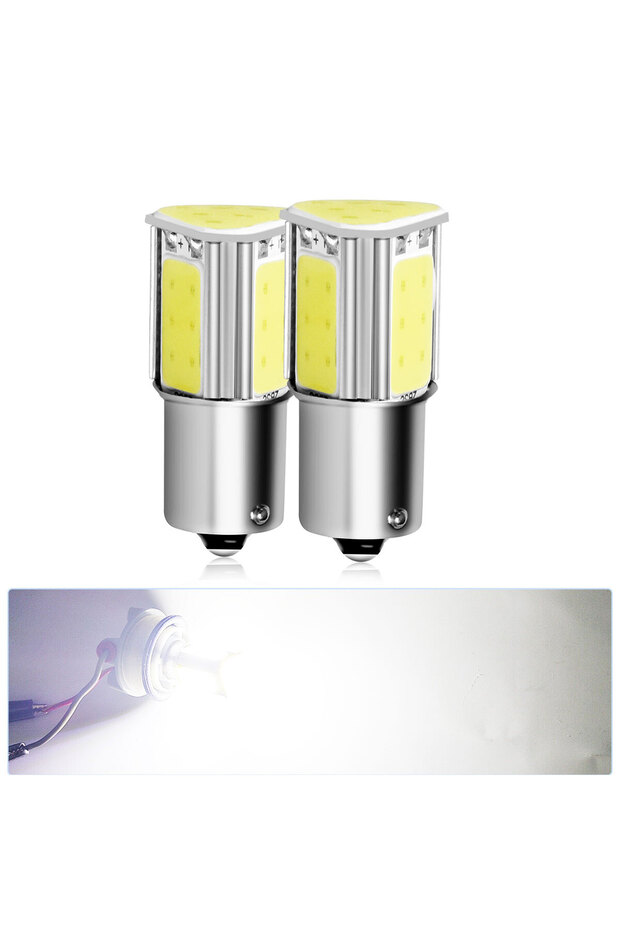 2PCS BA15S White 2PCS COB LED Brake Reverse Stop Fog Light Bulbs 1156 BA15S P21W S25 G18 1157 P21/7W