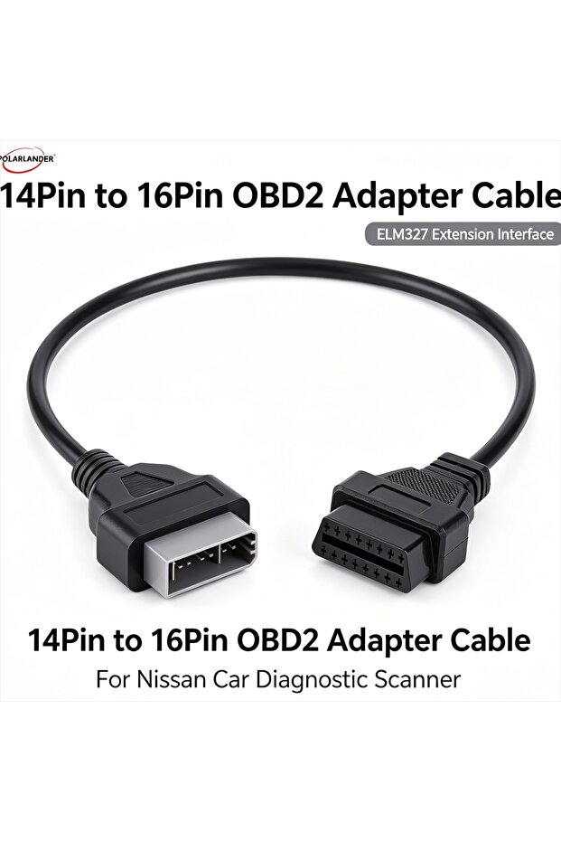 14 Pin To 16 Pin OBD Adapter Cable For Nissan Vehicles ELM327 Diagnostic Scanner Extension Tool