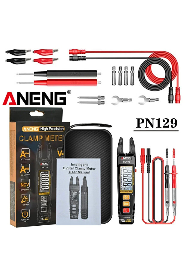 PN129 Pro Intelligent Clamp Meter Digital Multimeter 4000 Counts AC/DC Voltage Current Protable Capa