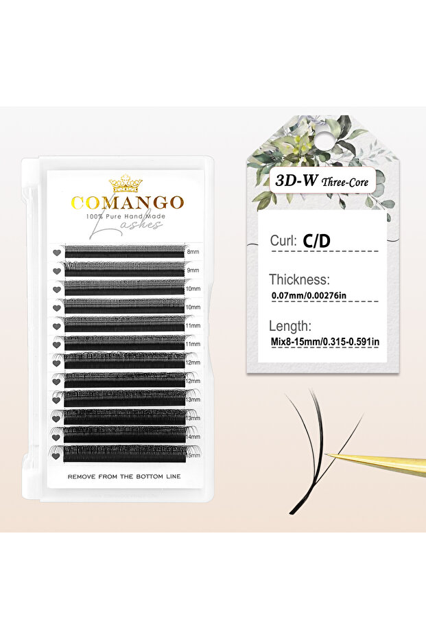 Mix 8-15mm 0.07mm D Black W-Shaped 3d Clover Eye Lashes Extension Black Eyelashes Super Soft Lashes