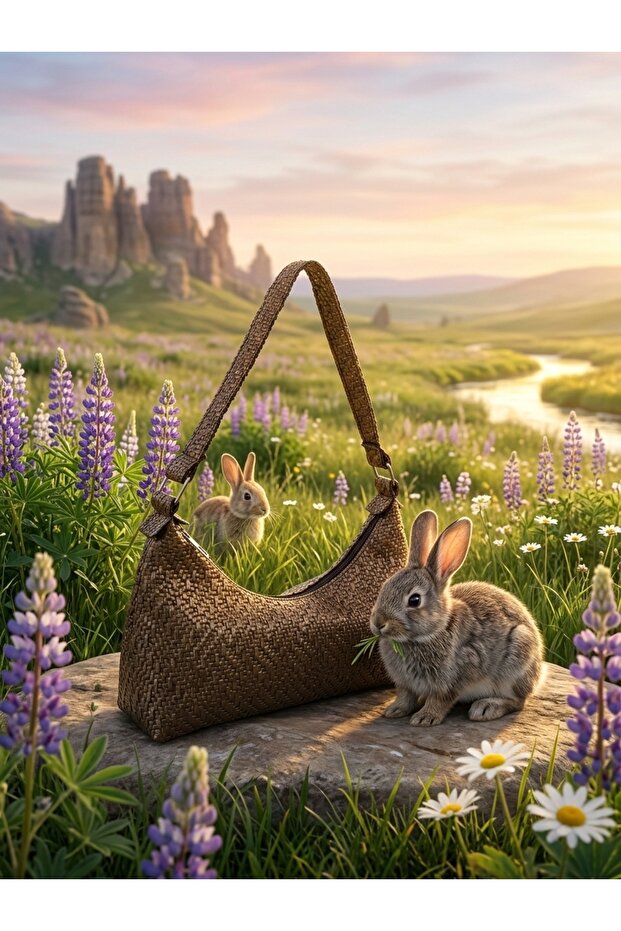 Light Copper Straw Patterned Shoulder Bag