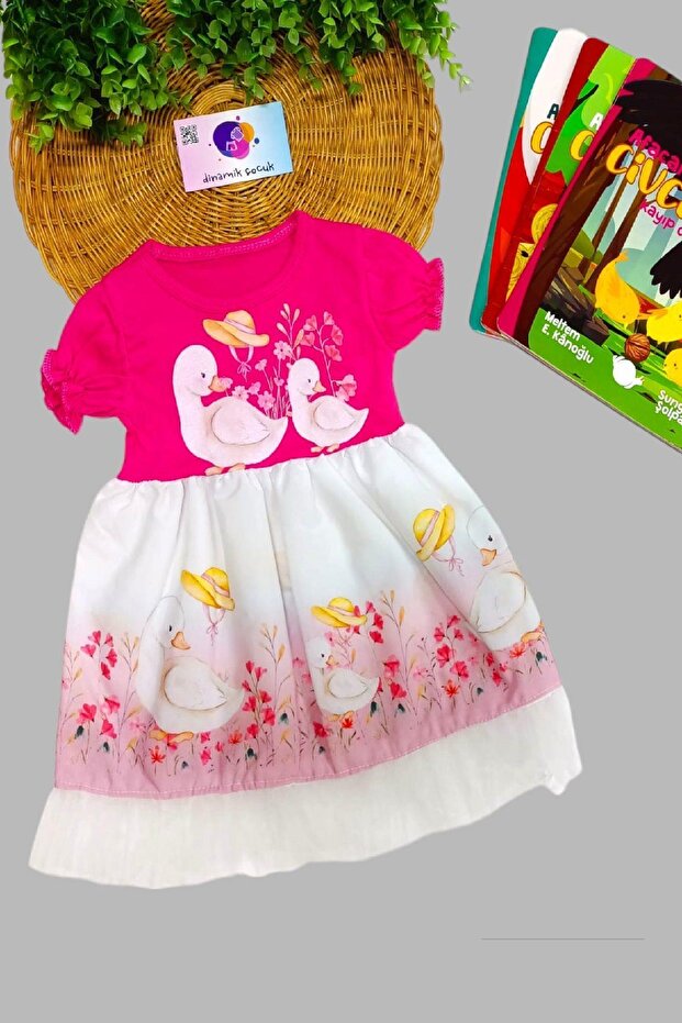 Duck pattern Skirt-tip Tulle Short Sleeve Dress Girl Special occasion