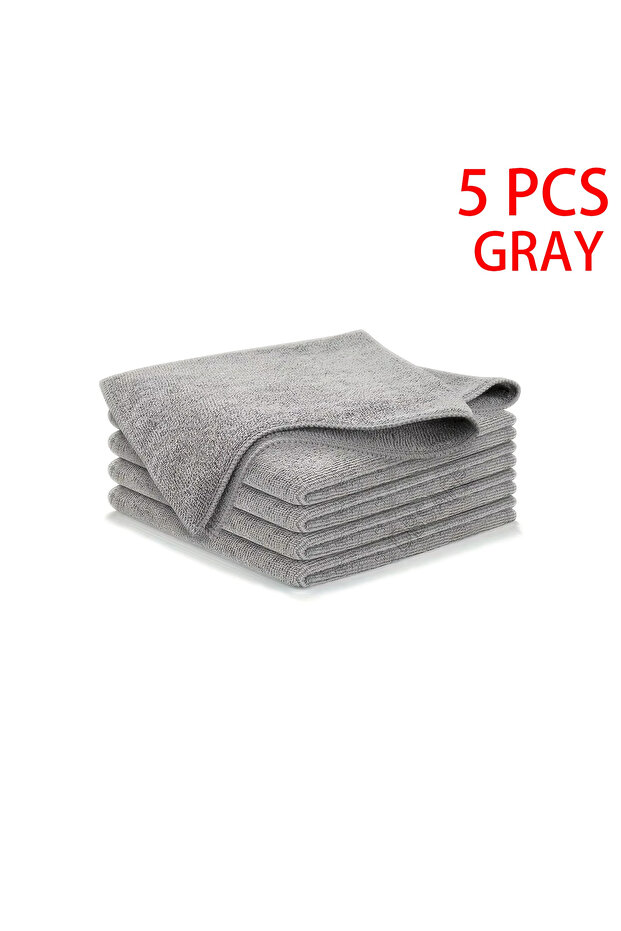 5 pcs Gray 5/10/20pcs Kitchen Towel, Ultra-fine Fiber Light Gray Cleaning Cloth Set, Absorbent, Soft