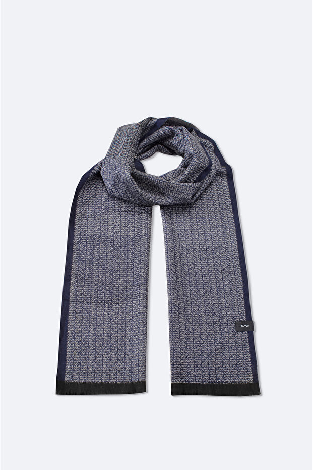 Men's Navy Blue Patterned Shawl A52Y9404