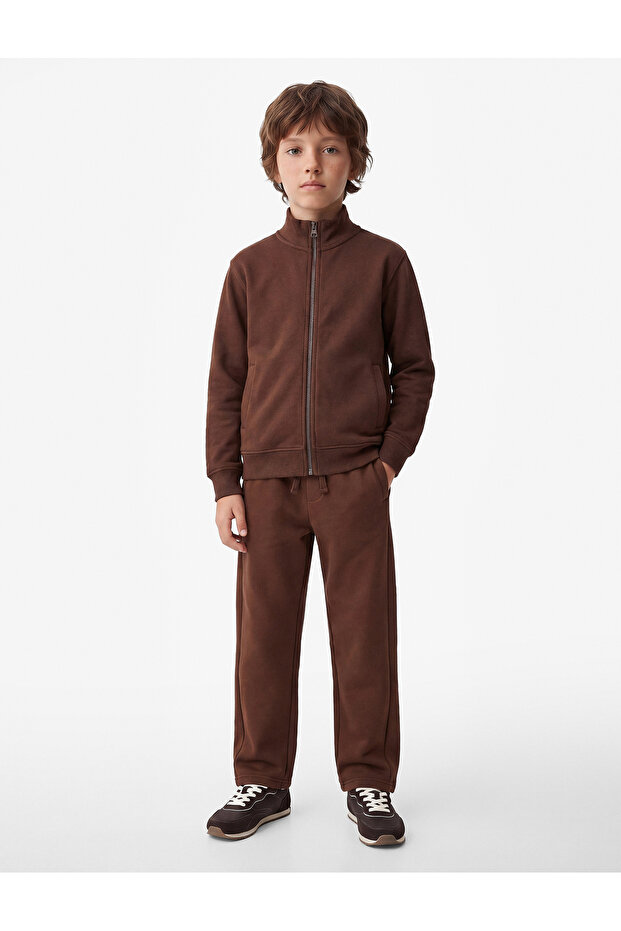 Pocket Detailed, Tie-Waist, Barrel Shape, Three-Threaded School Sweatpants