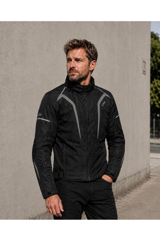 Sepang Black Gray Biker Jacket