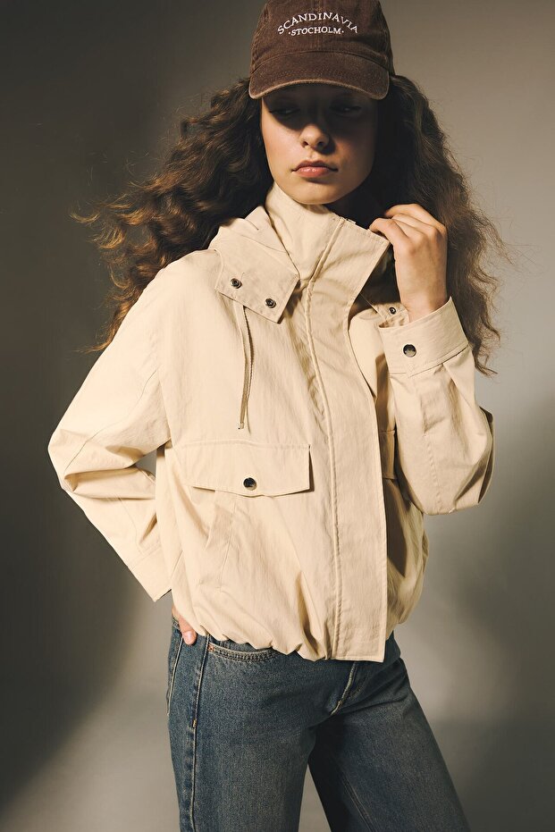 Water Repellent Hooded Woven Coat G5466Ax26Sp