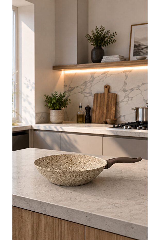 Creamy Granit Wok Pan 28 cm