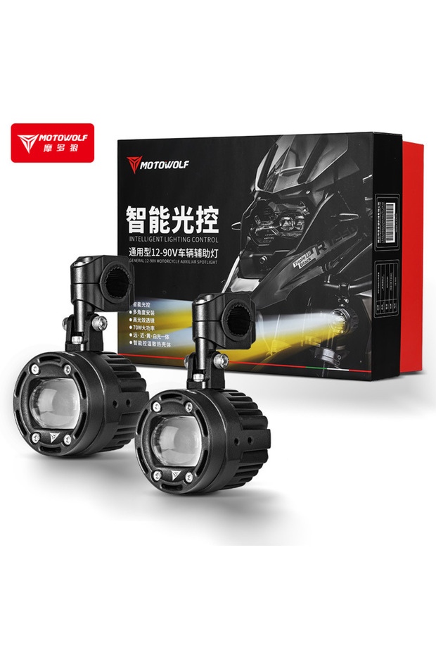 أضواء كاشفة وفلاش LED للدراجات النارية من MOTOWOLF، إضاءة مساعدة للتعديل، لون أسود
