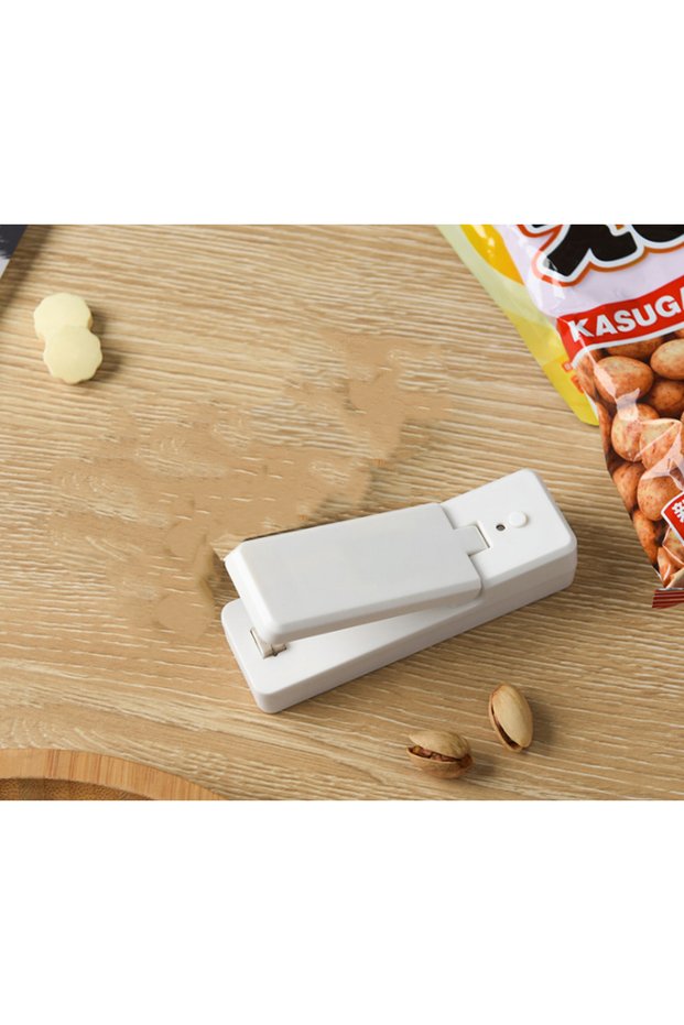 White Heat Seal Device, 2-in-1 USB Chip Bag Sealer Machine with Cutter Heat Sealer Food Resealer Ba