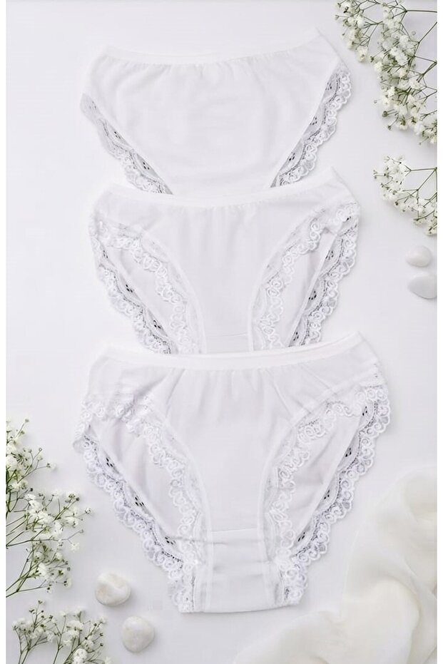 Cotton Dentelli White Panties 3-Pack
