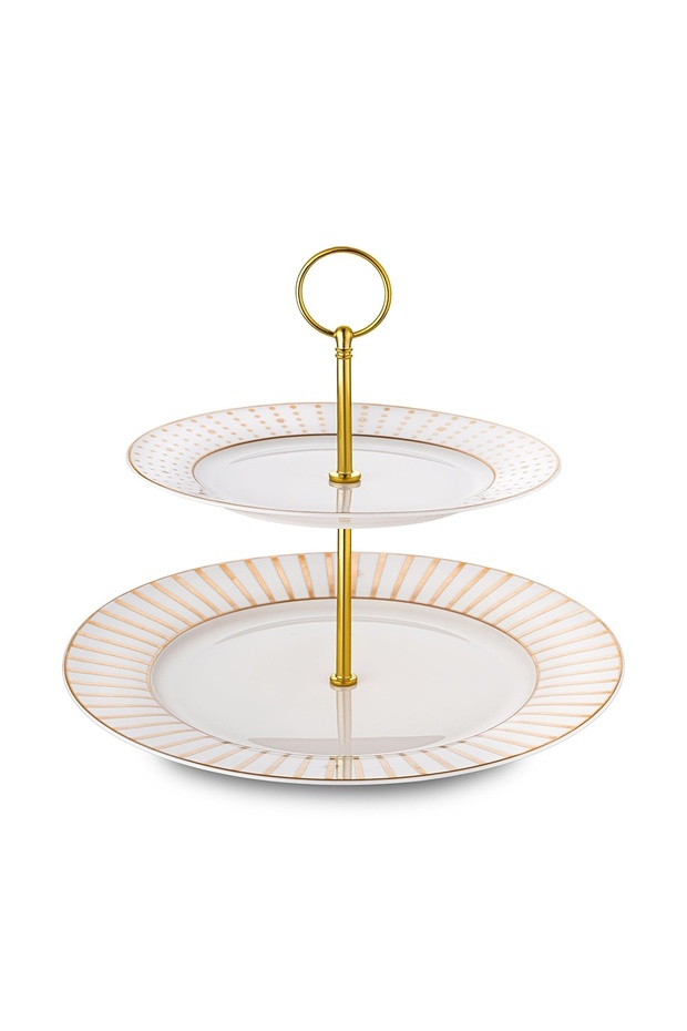 Navy Gold 2-Tier Serving Tray