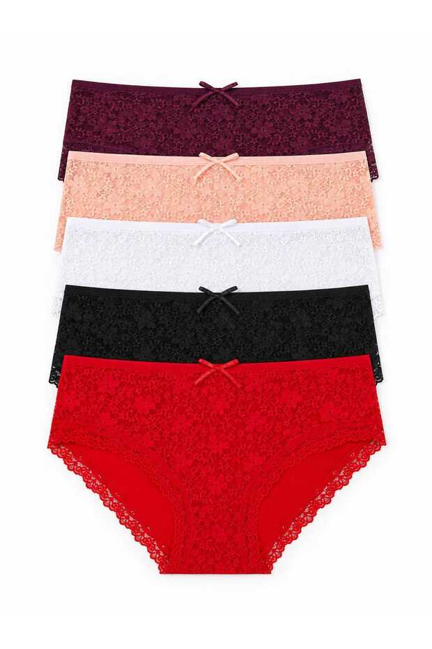 High Waist Cotton Panties Colorful 5 Pieces