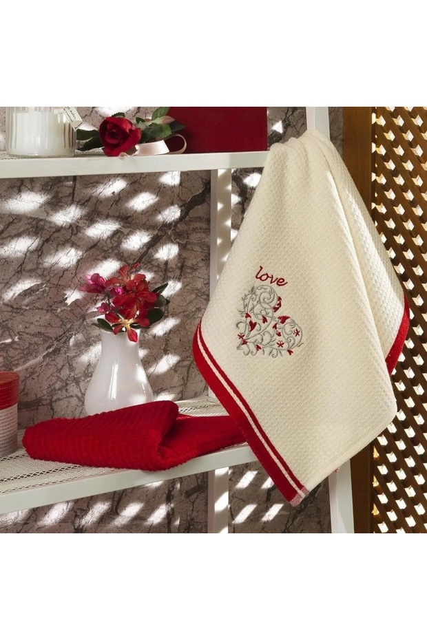 Cotton Kitchen Towel 40X60 cm 2-Pack Cream-Red