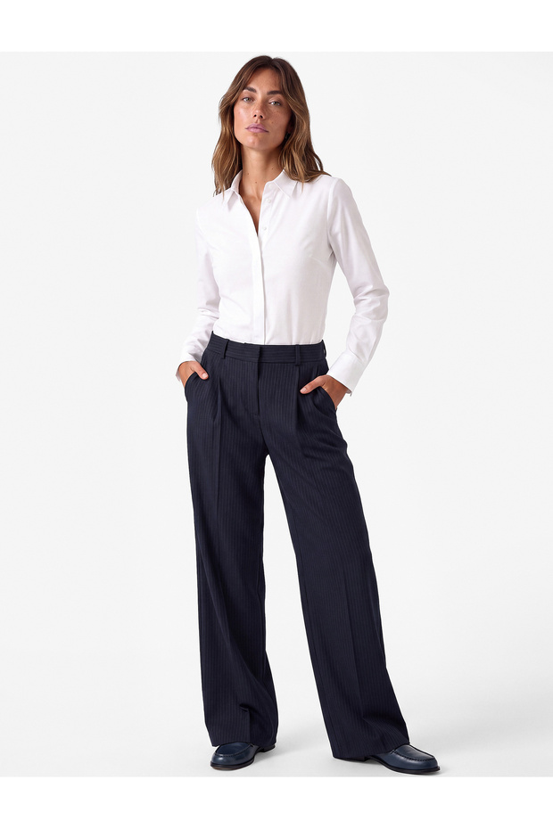 Classic Collar Cotton Blend Buttoned Long Sleeve Basic Shirt