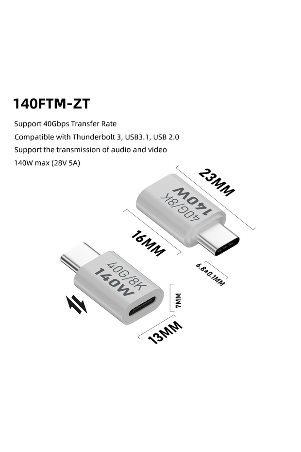b86 PD140W USB4.0 Type C to USB C Fast Charging Adapter Converter 40Gbps Data Sync Connector 8K@60Hz