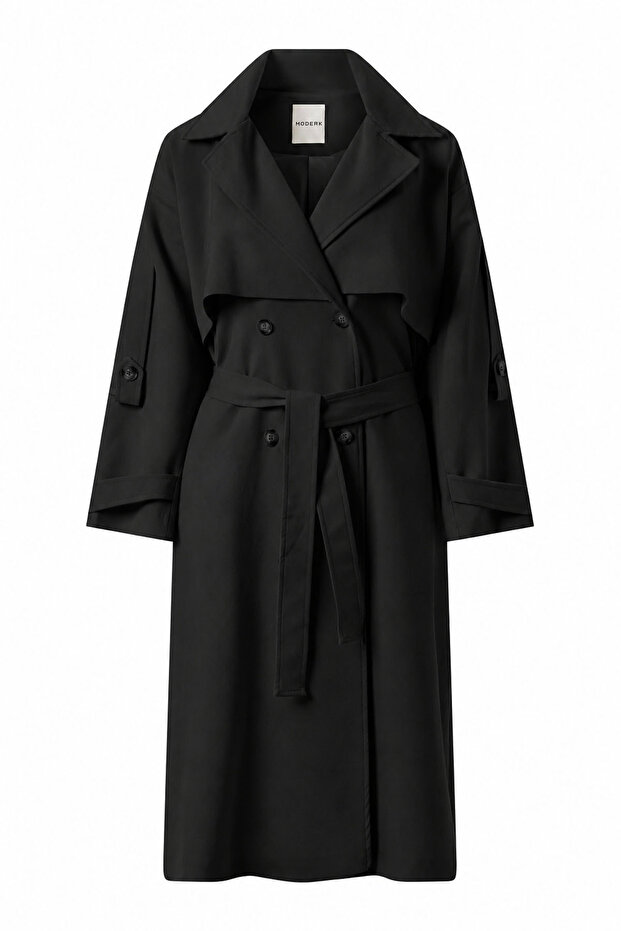 Long Windbreaker Oversized Belted Epaulet Women's Trench Coat Maxi Length